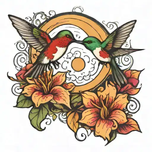 Hummingbird And Half Moon Merging Together