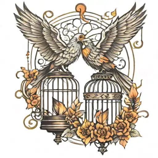 Phoenix And Bird Cage