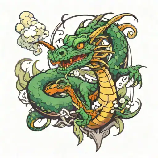 Dragon Smoking Weed