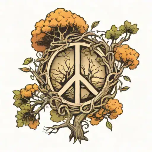 Peace Sign And Tree Intertwined