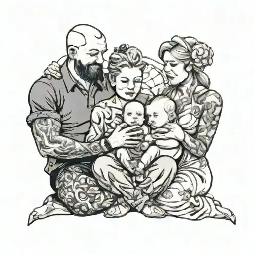 Parents Holding Baby Boy Sitting