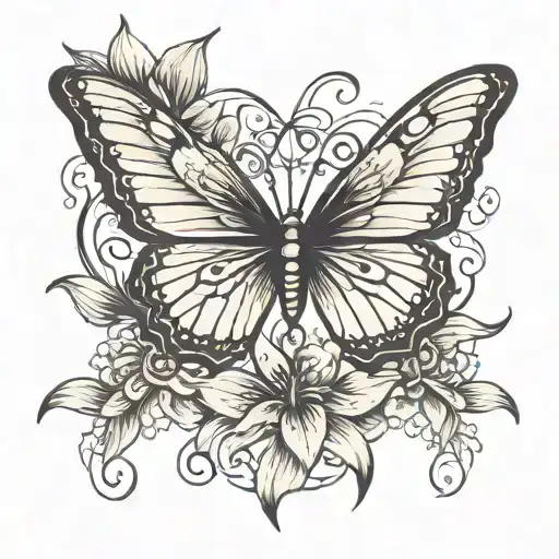 Lily Flower Butterfly Wings