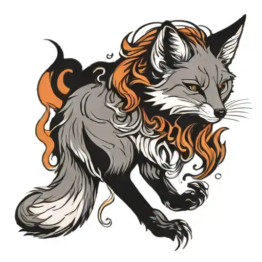 Powerful And Strong Fox With Fire For Hair