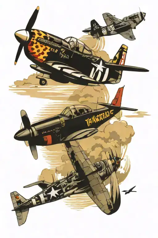 P51 Mustang Flying Over A Beach With A Man Fishing For Stripe Bass