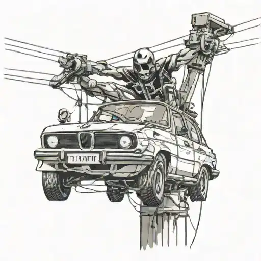 Bmw Car Death Lineman Working On Power Lines