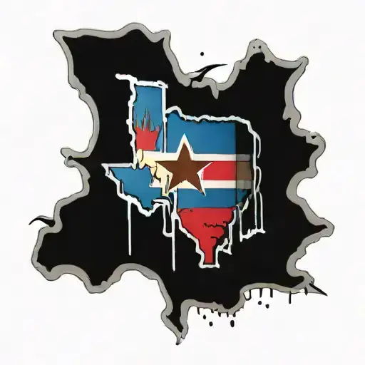 State Of Texas With The Texas Flag Bleeding Out