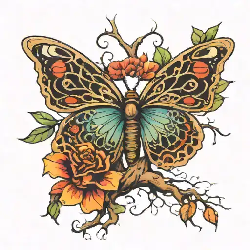 Tree With Roots Into Butterfly