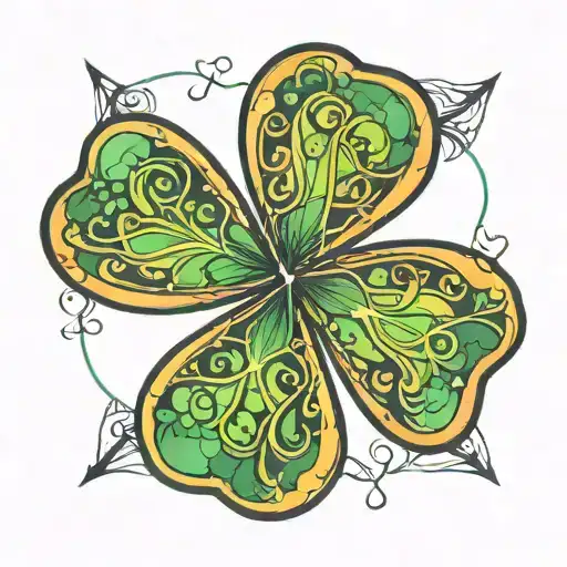 Four Leaf Clover With Glowing Triangle Behind