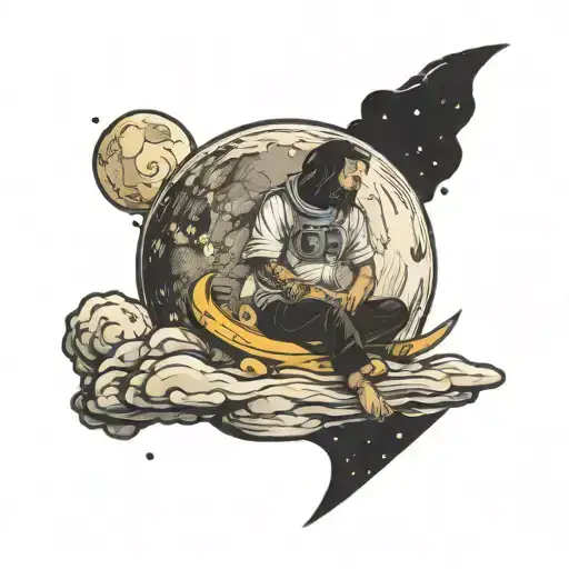 Person Sitting On The Moon