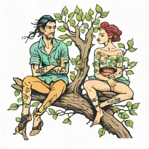 Two People Sitting On A Tree
