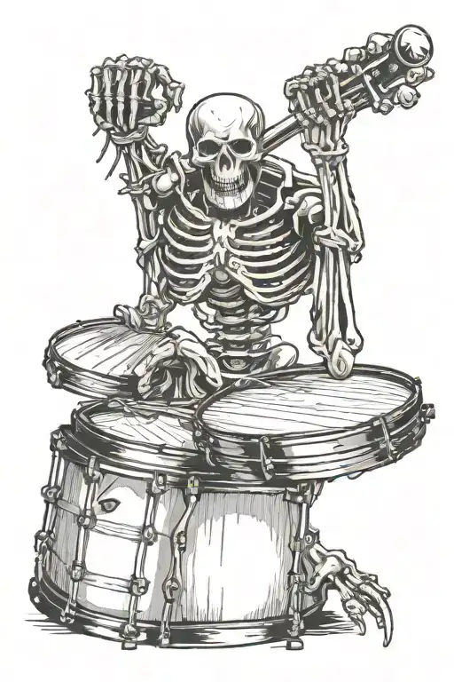 Skeleton Fist Punching Through Snare Drum Sticks