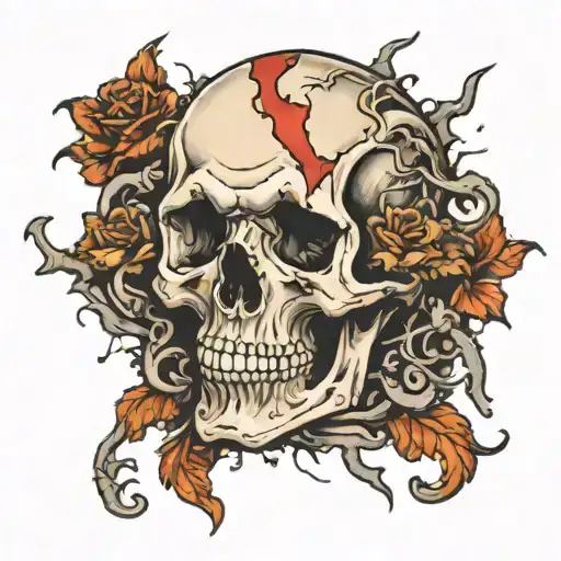 Disintegrated Skull On A Pile Of Bones