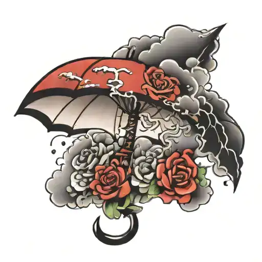 Umbrella Will Black Cloud And Thunder Underneath It