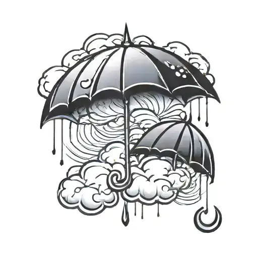 Black Umbrella On Top Of A Thunder Cloud