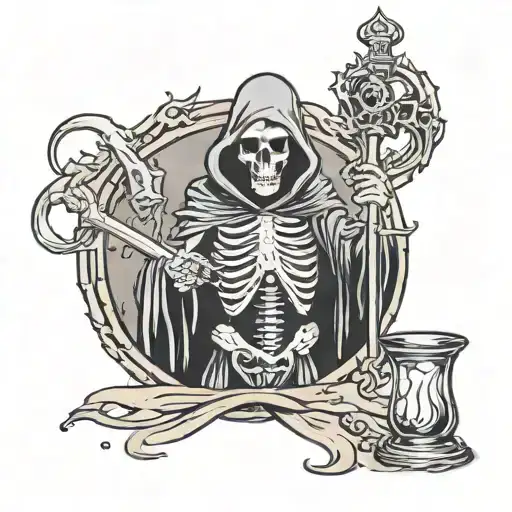Grim Reaper Holding Hour Glass With Sand
