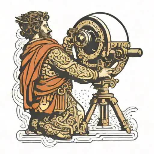 I Want You To Make A Babylonian Tattoo Design With A Man Looking Through His Telescope Into Space