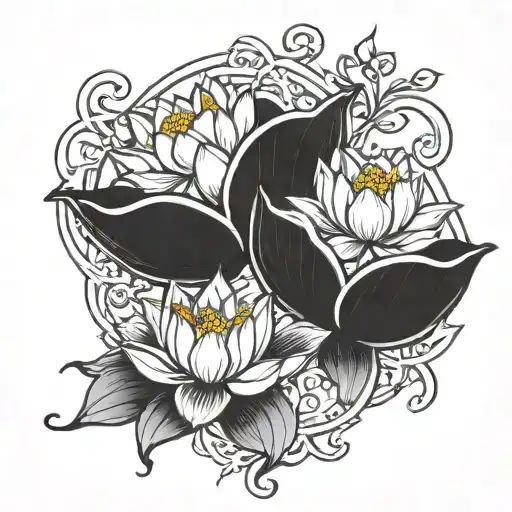 Lotus Flowers Intertwined