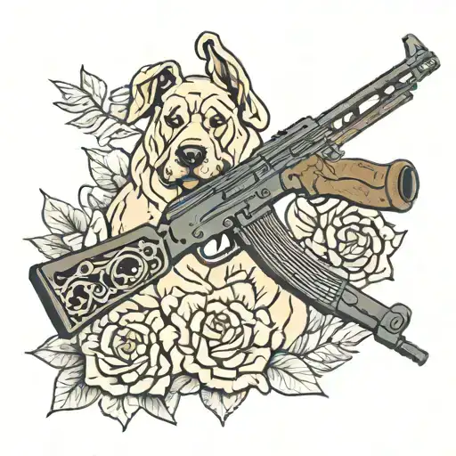 Dog And Guns Tattoo Ak47