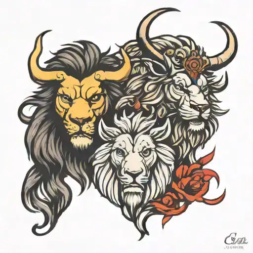 Bull And Lion Head