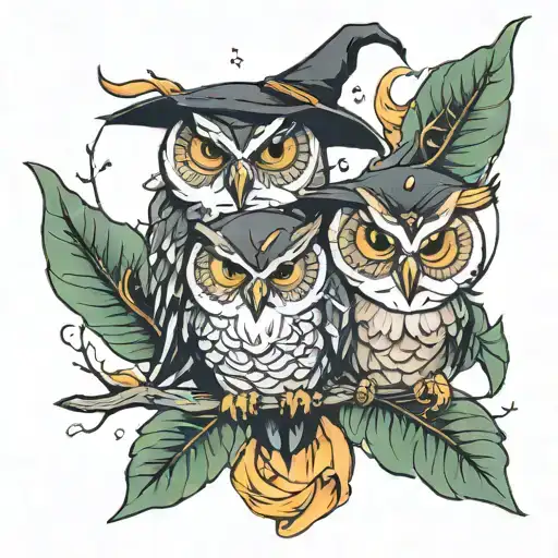 Owls With Witch Cr