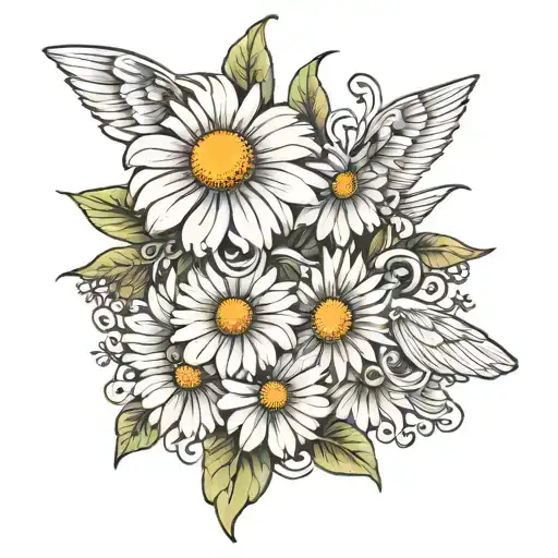 Daisy Flower With Wings
