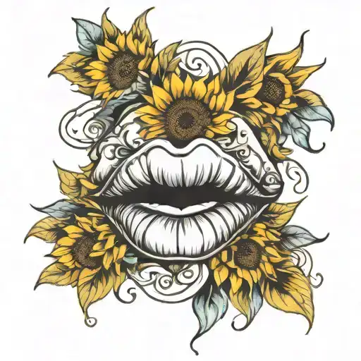 Lips With Sunflower