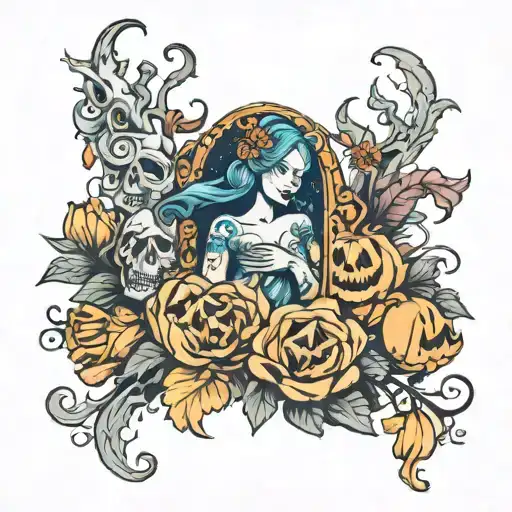 Aquarius Flowers Spooky Halloween Scene