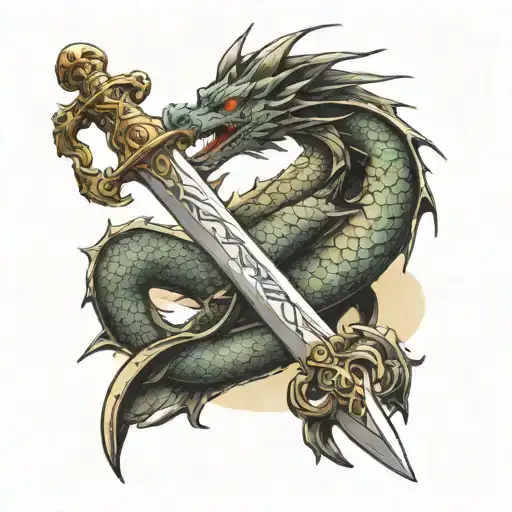 Excaliber Sword With Dragon Wrapped