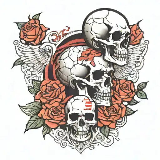 Soccer And Skull And Roses