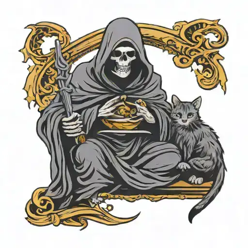 Grim Reaper Holding A Cat