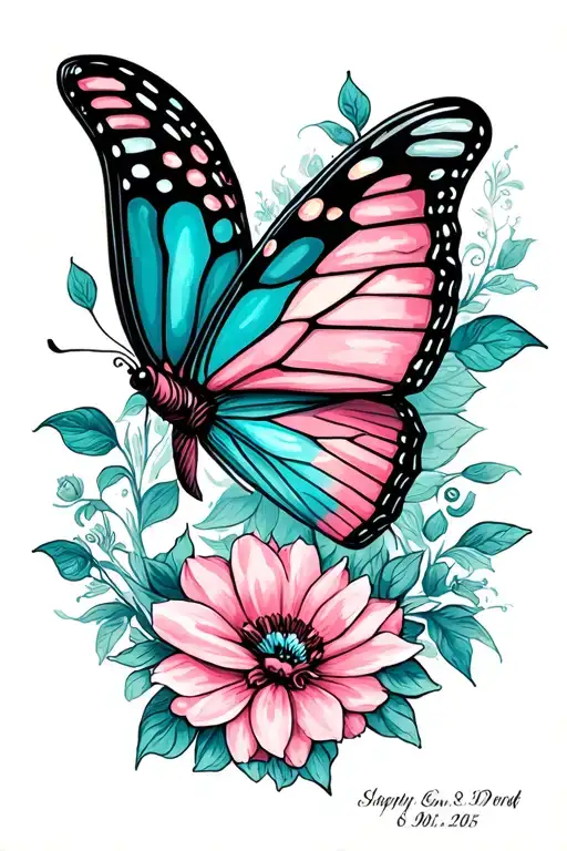 Butterfly With Digital Imprint Date Of Birth