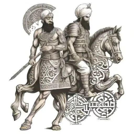 India Islamic Warrior And Massive Armour And Both Of Them Logo For Army Regiment