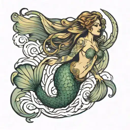 Full Body Mermaid With Hair Flowing
