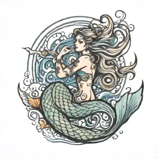 Full Body Mermaid With Hair Flowing