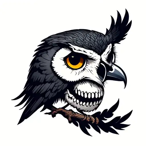 Owl Raven Skull