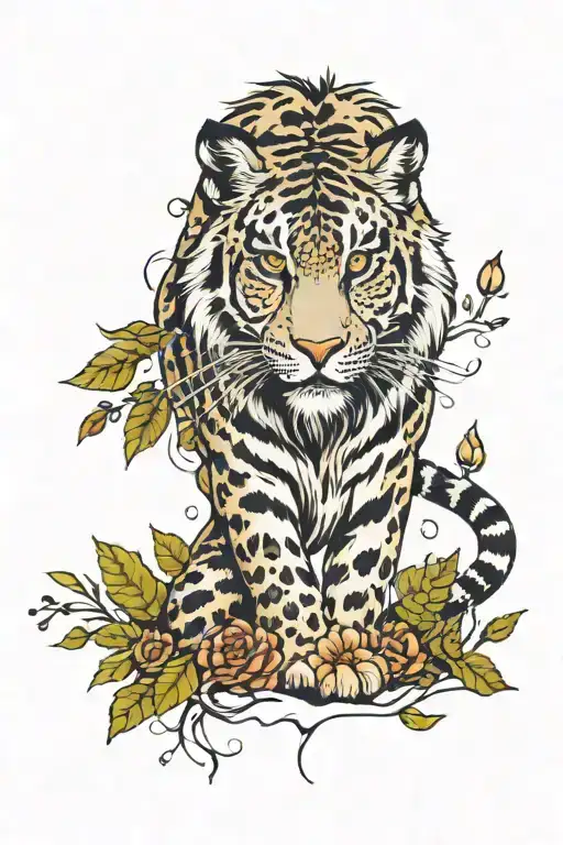 Tiger Snow Leopard Lion In A Forest