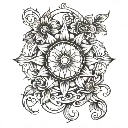 Sun And Flower Intertwined