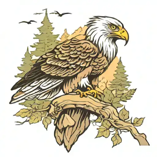 Full Arm Sleeve Outdoors Woods With Eagle