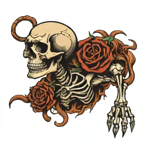 Skeleton With Tentacles And Skulls