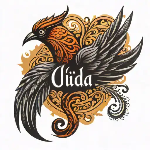Urdu Name With Bird Wings Made