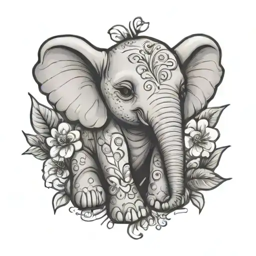 Baby Elephant Cute With Cursive Name Lily Grace