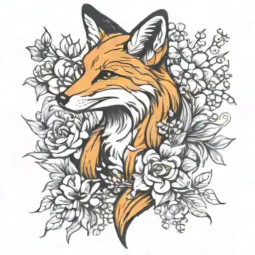 Fox With Flowers