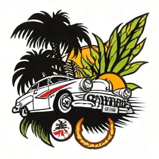 Palmtree Corn And Rising Sun Cuba Car Cash