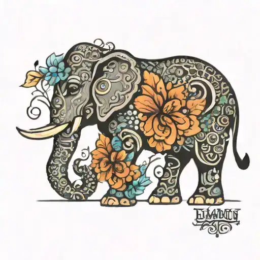 Elephant Adorned With Traditional