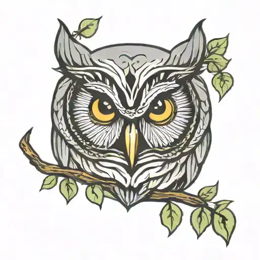 Small Simple Line Owl Head