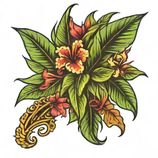 Hawaiian Ti Leaf Bundle Arm Sleeve Design
