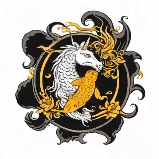 Unicorn And Gold Fish Yin Yang