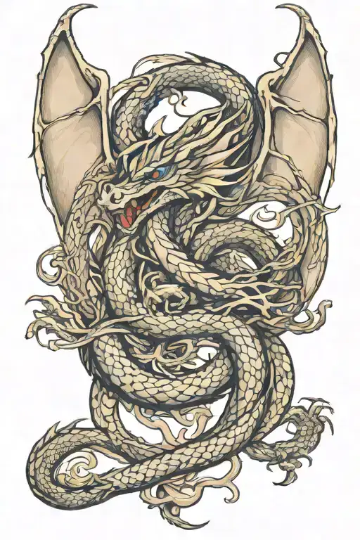 Dragon Intertwined And Letters