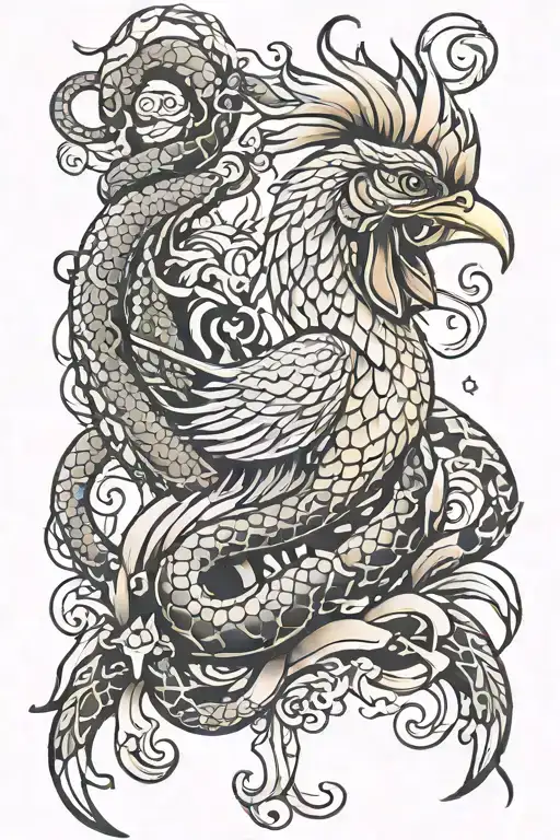 Rooster And Snake Wrapped