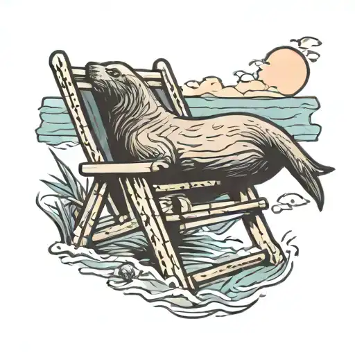 Sea Lion In Beach Chair
